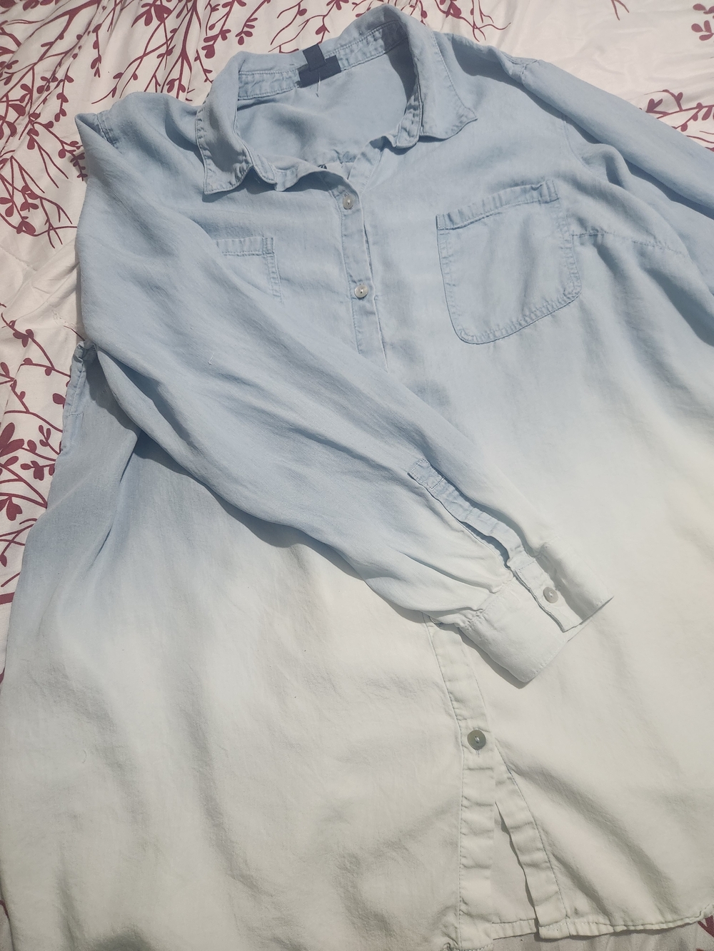 J. Jill Light Blue to White Ombre Button-Down Shirt - Picture 7 of 11